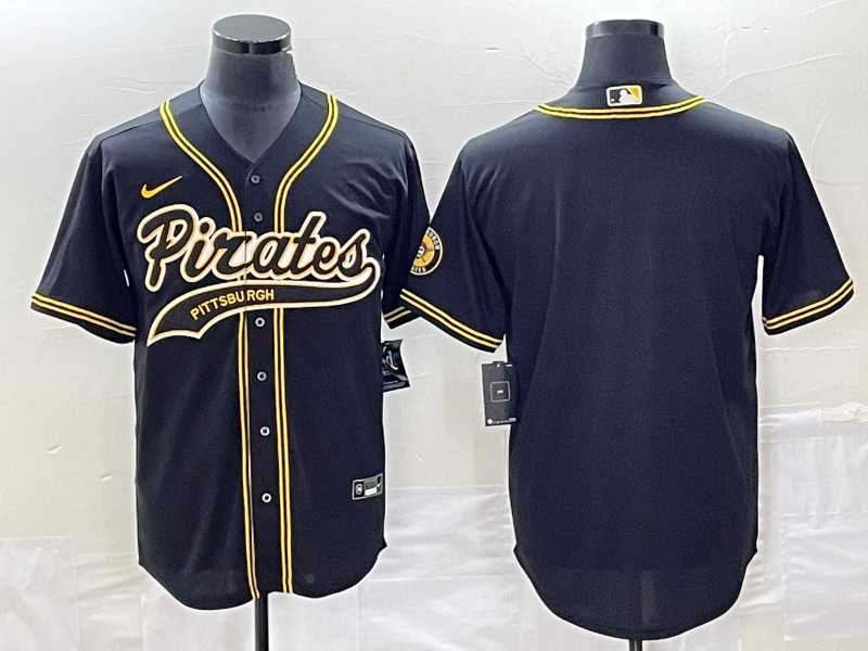 Mens Pittsburgh Pirates Blank Black Cool Base Stitched Baseball Jersey